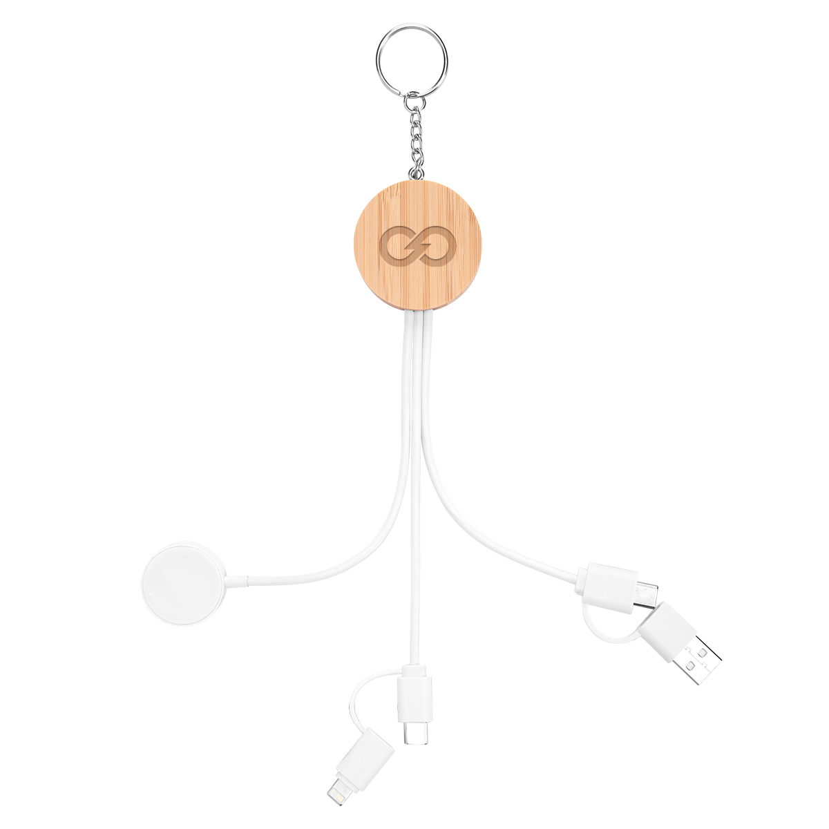 10w Bamboo Multi-charging Cables Keyring With Watch Dock 1