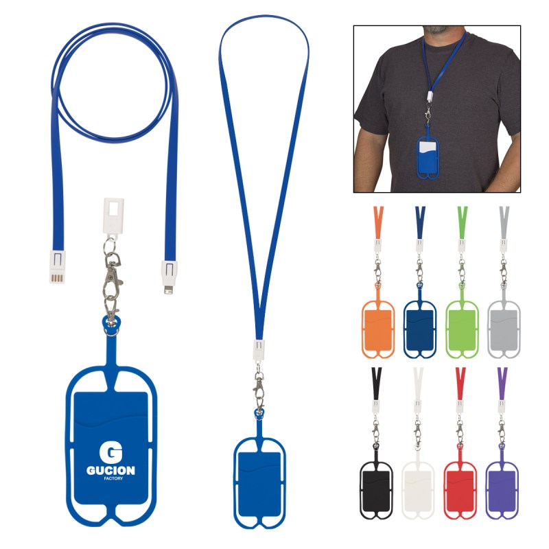2-in-1 Charging Cable Lanyard With Phone Holder & Wallet 1 2-in-1 Charging Cable Lanyard With Phone Holder & Wallet 1