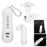 Rechargeable Power Bank With Fan & Flashlight - 26557 WHT Silkscreen Rechargeable Power Bank With Fan & Flashlight - 26557 WHT Silkscreen