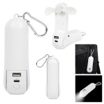 Rechargeable Power Bank With Fan & Flashlight - 26557 WHT Rechargeable Power Bank With Fan & Flashlight - 26557 WHT