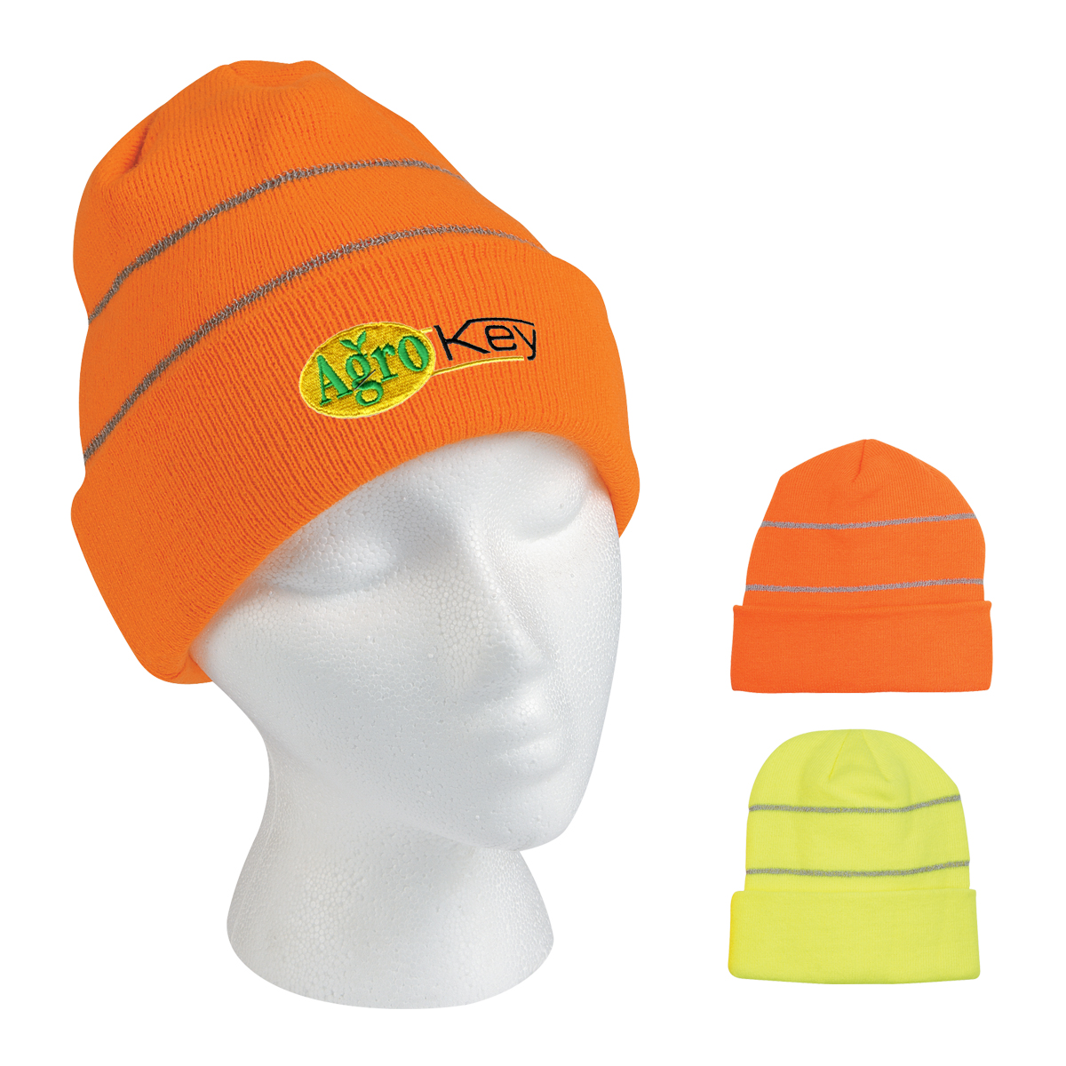 Knit Cuff Beanie With Reflective Stripes 1