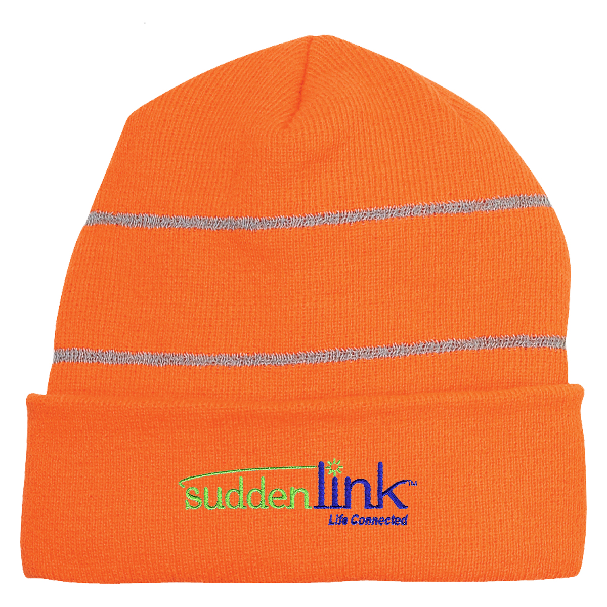 Knit Cuff Beanie With Reflective Stripes 1
