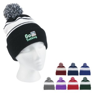Two-tone Knit Pom Beanie With Cuff 1 Two-tone Knit Pom Beanie With Cuff 1