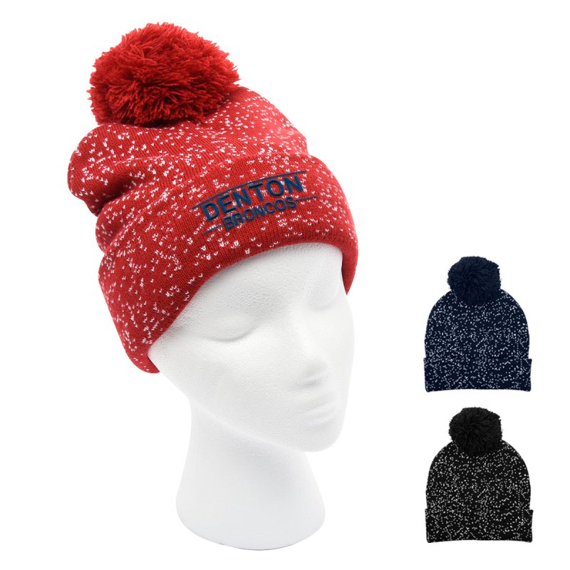 Speckled Pom Beanie With Cuff 1 Speckled Pom Beanie With Cuff 1