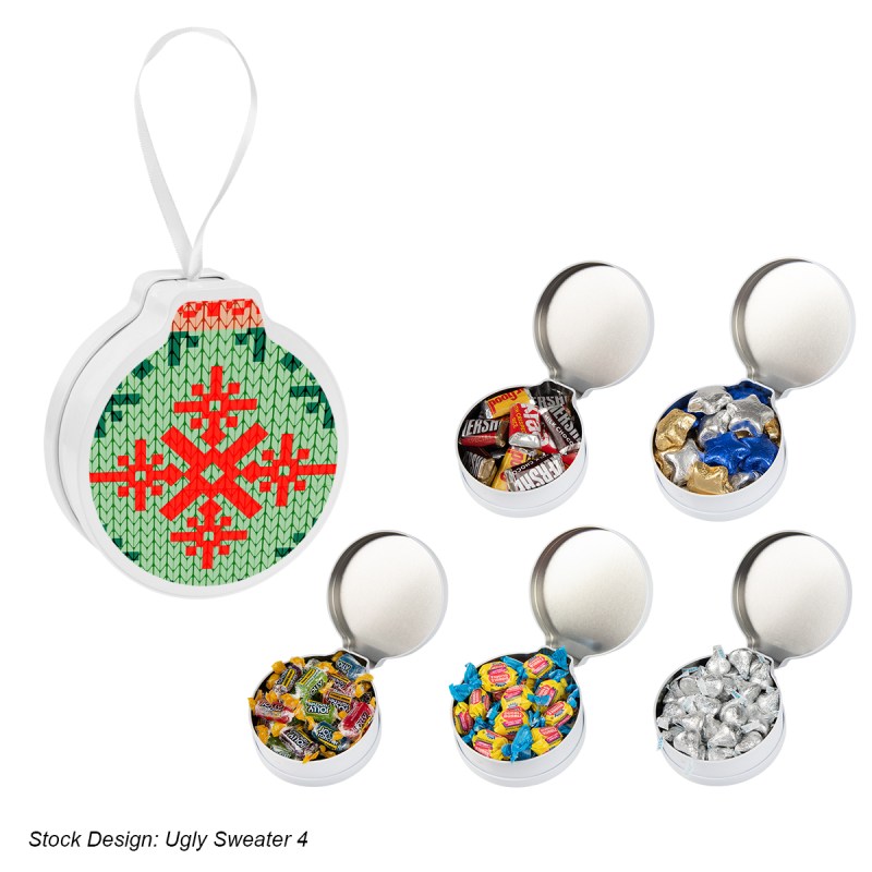Full Color Ornament Tin With Candy 1 Full Color Ornament Tin With Candy 1