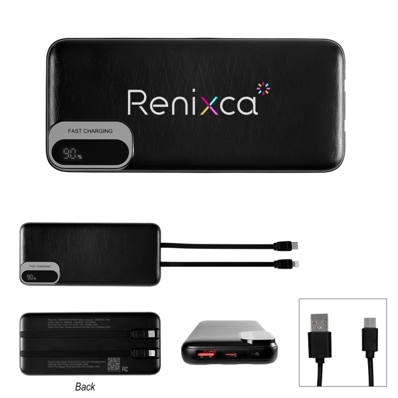 10,000 Mah Power Bank With Built-in Cables 1 10,000 Mah Power Bank With Built-in Cables 1