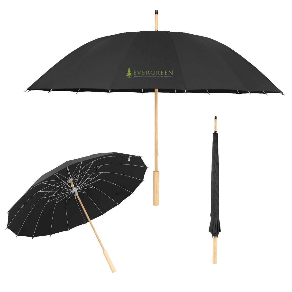 46" Arc Umbrella With 100% Rpet Canopy & Bamboo Handle 1