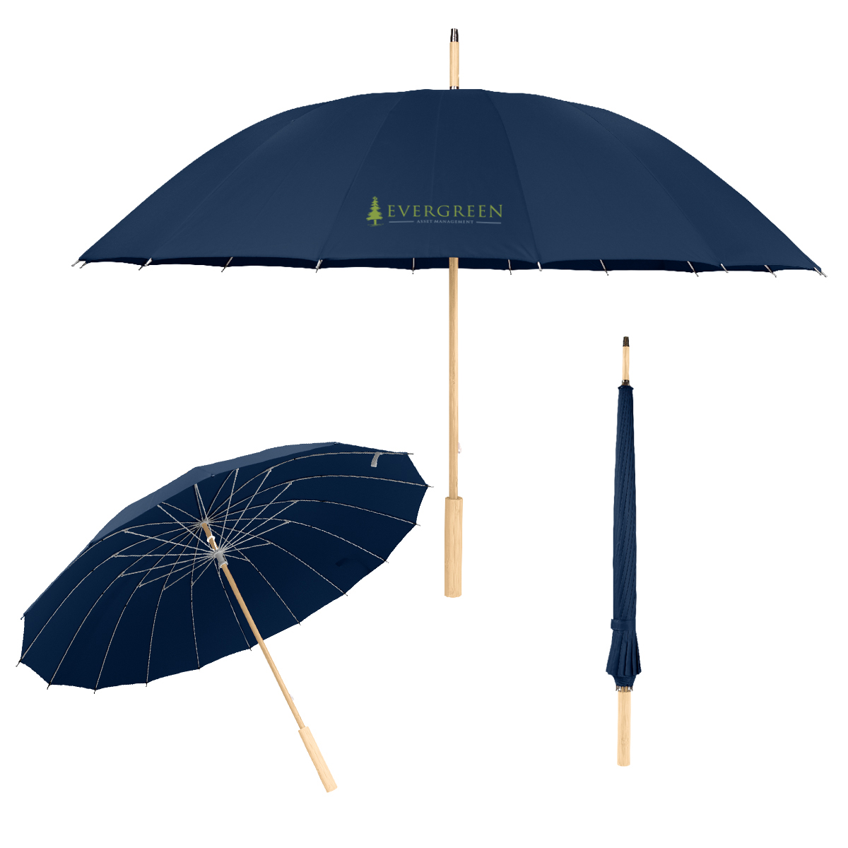 46" Arc Umbrella With 100% Rpet Canopy & Bamboo Handle 1