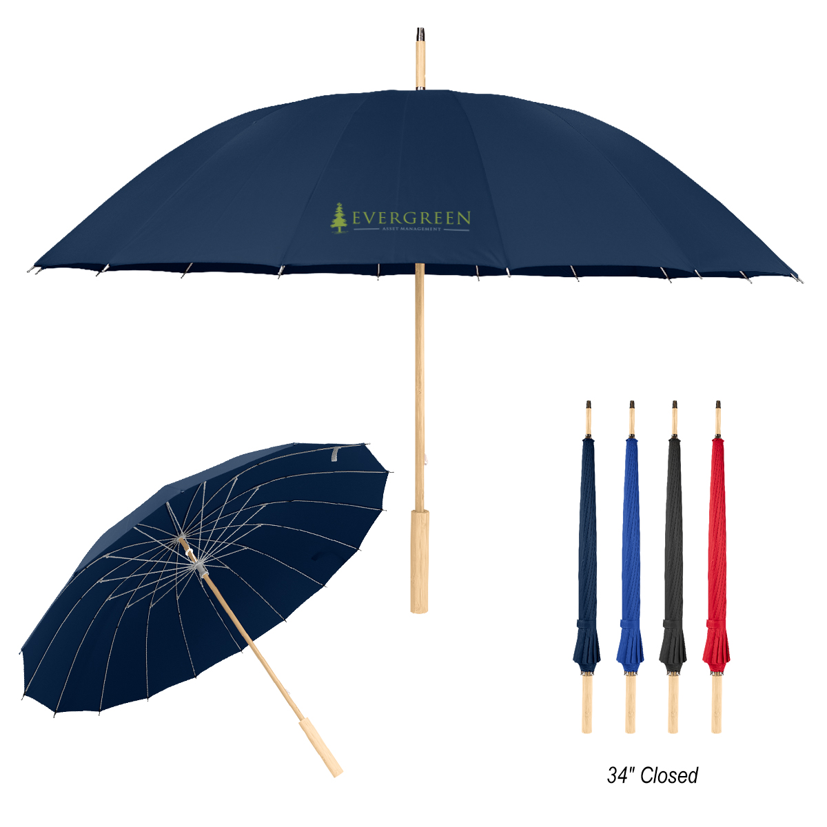46" Arc Umbrella With 100% Rpet Canopy & Bamboo Handle 1