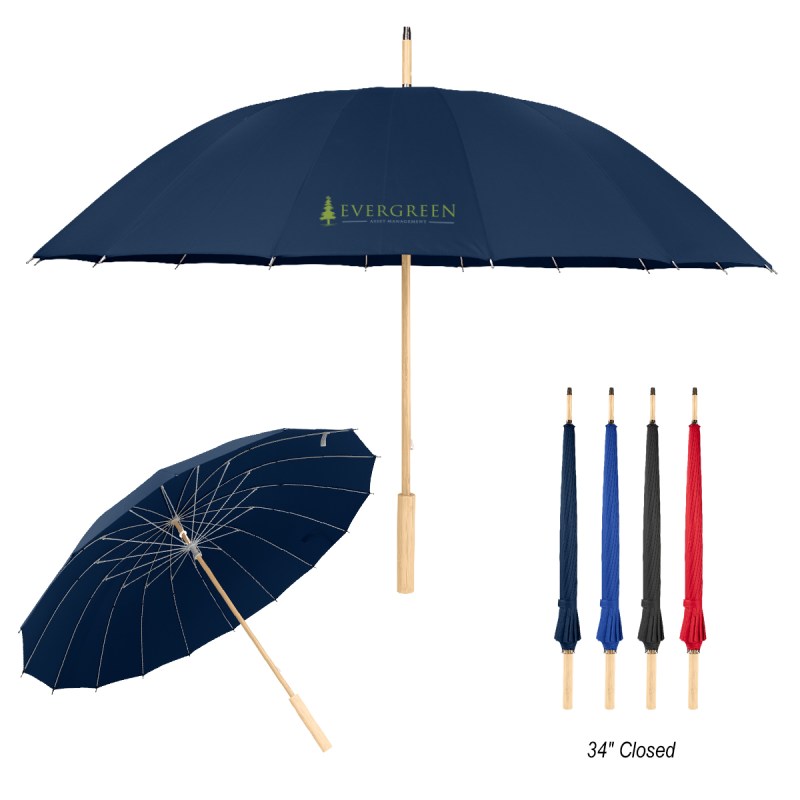 46" Arc Umbrella With 100% Rpet Canopy & Bamboo Handle 1 46" Arc Umbrella With 100% Rpet Canopy & Bamboo Handle 1