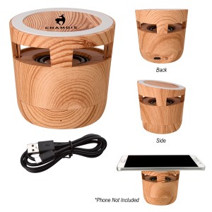 Woodgrain Wireless Charging Pad And Speaker 2.0 1 Woodgrain Wireless Charging Pad And Speaker 2.0 1