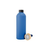 25 Oz. Blaire Recycled Aluminum Bottle With Bamboo Lid And Carry Handle - 50251 BLU Open 25 Oz. Blaire Recycled Aluminum Bottle With Bamboo Lid And Carry Handle - 50251 BLU Open