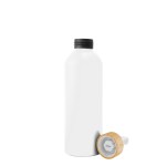 25 Oz. Blaire Recycled Aluminum Bottle With Bamboo Lid And Carry Handle - 50251 WHT Open 25 Oz. Blaire Recycled Aluminum Bottle With Bamboo Lid And Carry Handle - 50251 WHT Open
