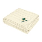 Cable Knit Rpet Chenille Blanket - 8083 CRM Embroidery Cable Knit Rpet Chenille Blanket - 8083 CRM Embroidery