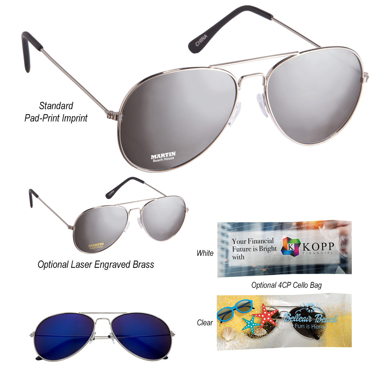 Color Mirrored Aviator Sunglasses 1