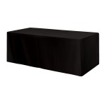 Fitted Poly/cotton 3-sided Table Cover - Fits 8' Standard Table - 0XTFT38 red Fitted Poly/cotton 3-sided Table Cover - Fits 8' Standard Table - 0XTFT38 red