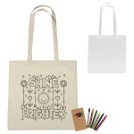 100% Cotton Coloring Tote Bag With Crayons 1 100% Cotton Coloring Tote Bag With Crayons 1