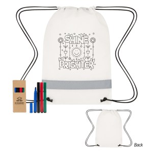 Lil%27 Bit Reflective Non-woven Coloring Drawstring Bag With 4-piece Washable Marker Set 1 Lil%27 Bit Reflective Non-woven Coloring Drawstring Bag With 4-piece Washable Marker Set 1