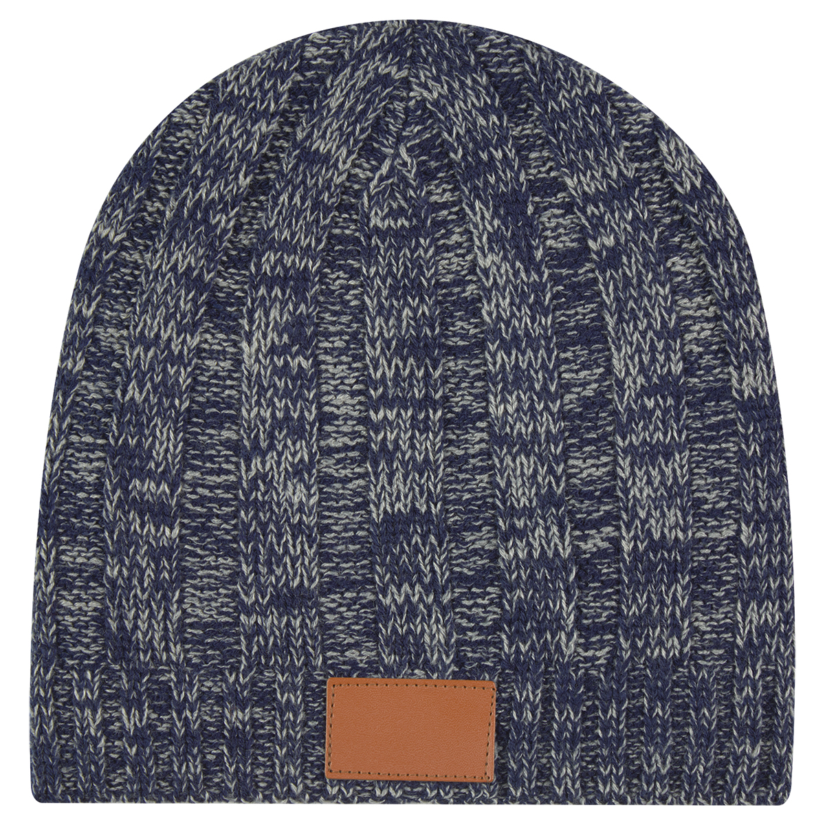 Knit Beanie With Leather Tag 1