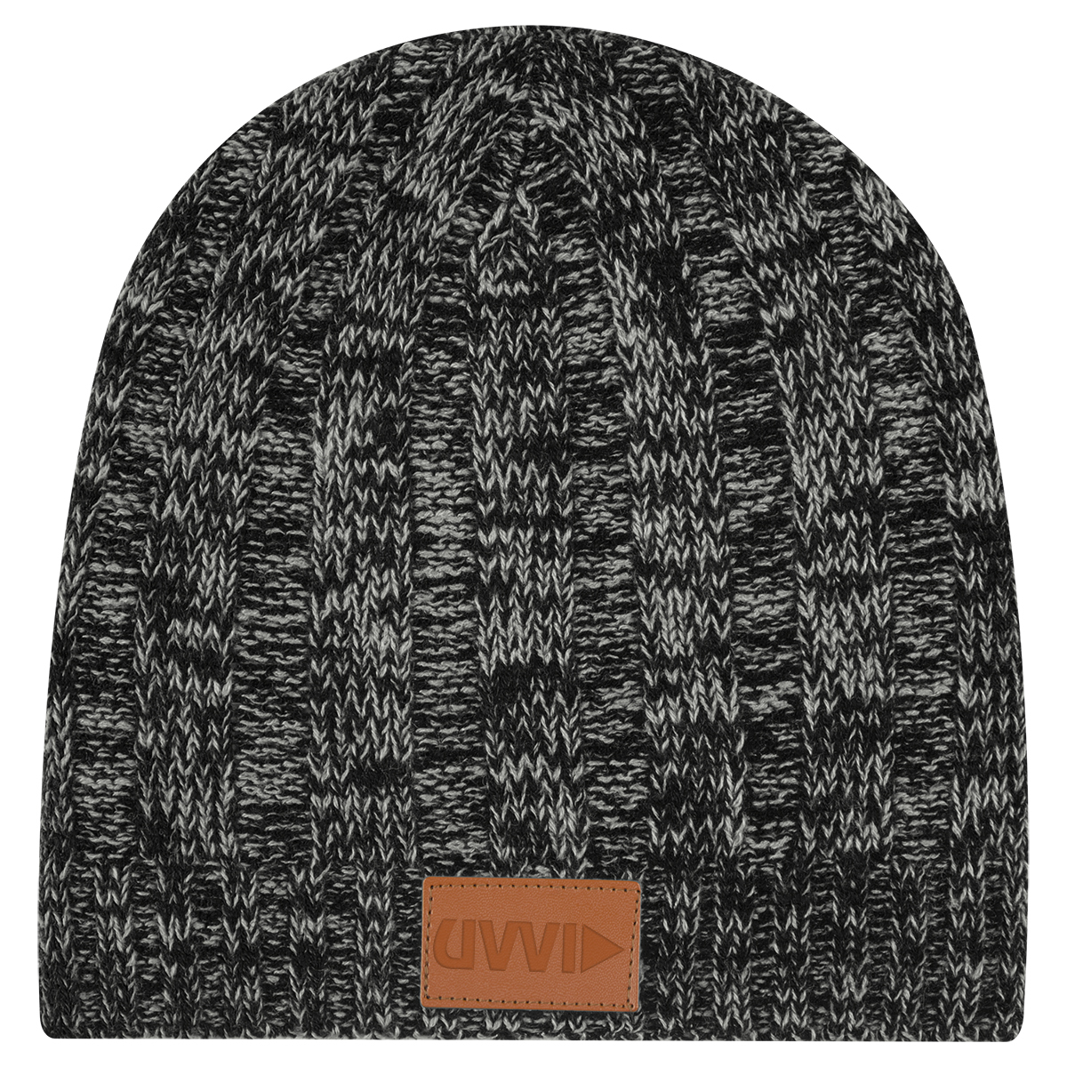 Knit Beanie With Leather Tag 1