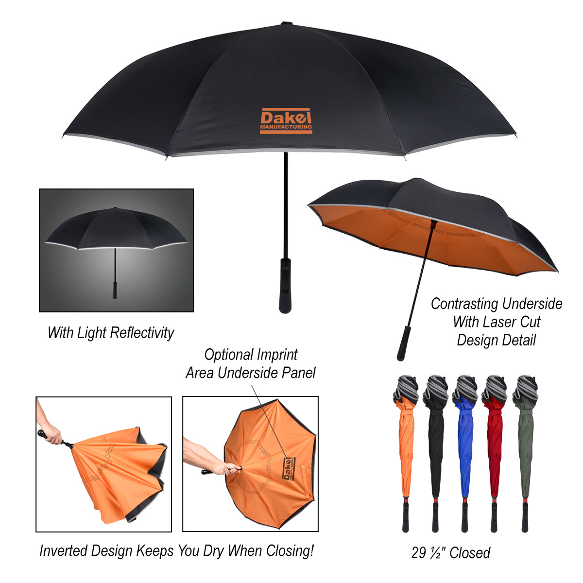48" Arc Reflective Edge Inversion Umbrella 1