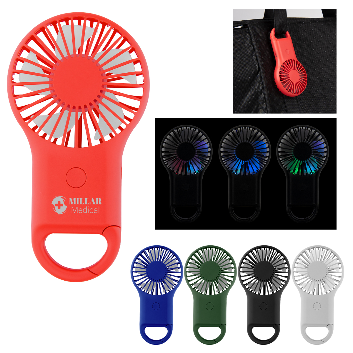 Rechargeable Handheld Fan With Carabiner 1