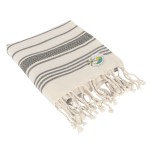 Bungalow Beach Towel - 8035 BLKNAT Embroidery Bungalow Beach Towel - 8035 BLKNAT Embroidery