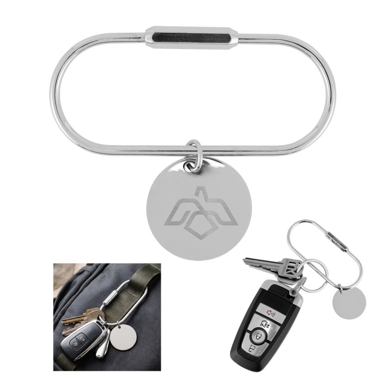 Screw Lock Key Ring With Round Charm 1 Screw Lock Key Ring With Round Charm 1