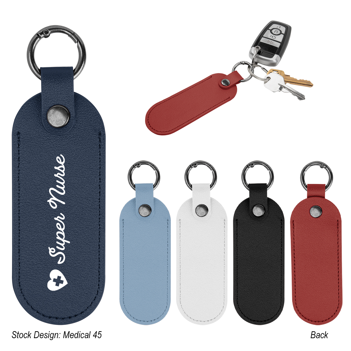 Bates Leatherette Key Tag With Carabiner 1
