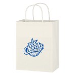 Kraft Paper White Shopping Bag - 8" X 10-1/4" - 3911 WHT Flexography Kraft Paper White Shopping Bag - 8" X 10-1/4" - 3911 WHT Flexography