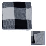 Buffalo Plaid Sherpa Blanket - 8031 WHTBLK Embroidery Buffalo Plaid Sherpa Blanket - 8031 WHTBLK Embroidery