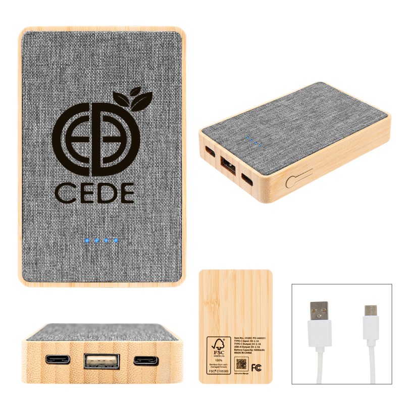 5000 Mah Bamboo & Recycled Fabric Power Bank 1 5000 Mah Bamboo & Recycled Fabric Power Bank 1