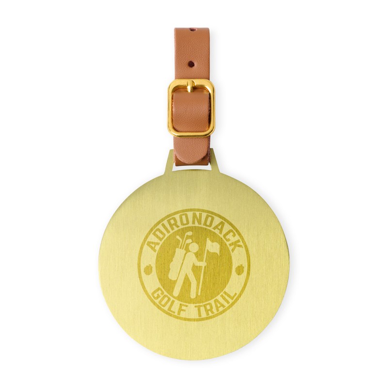 Ahead Large Round Golf Bag Tag - Antique Brass 1 Ahead Large Round Golf Bag Tag - Antique Brass 1