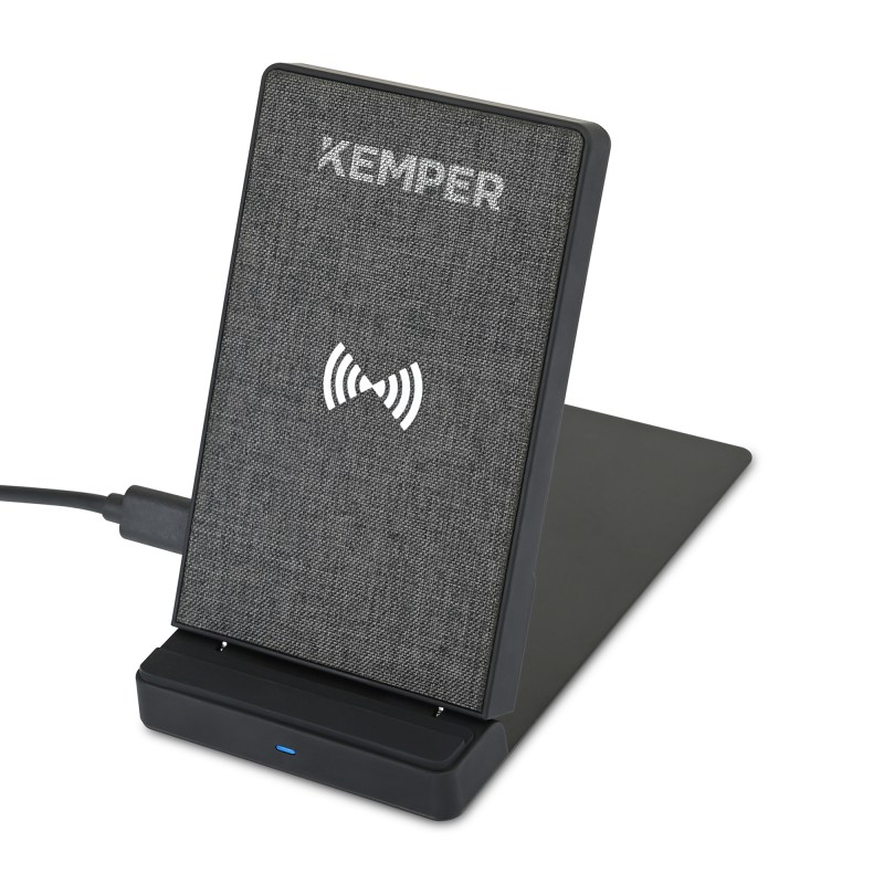 Eden Recycled rPET Collapsible Desk Charger - Charcoal Heather 1 Eden Recycled rPET Collapsible Desk Charger - Charcoal Heather 1