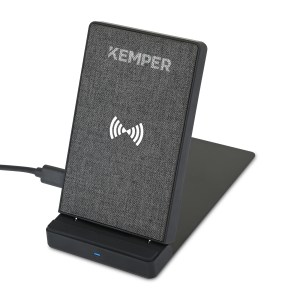 Eden Recycled rPET Collapsible Desk Charger - Charcoal Heather 1 Eden Recycled rPET Collapsible Desk Charger - Charcoal Heather 1