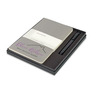 Moleskine® Large Cahier and GO Pen Gift Set - Pebble Grey 1 Moleskine® Large Cahier and GO Pen Gift Set - Pebble Grey 1