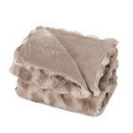 Ruched Faux Fur Recycled Polyester Blanket - Mocha Frost - Alternate Ruched Faux Fur Recycled Polyester Blanket - Mocha Frost - Alternate