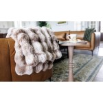 Ruched Faux Fur Recycled Polyester Blanket - Mocha Frost - Alternate Ruched Faux Fur Recycled Polyester Blanket - Mocha Frost - Alternate