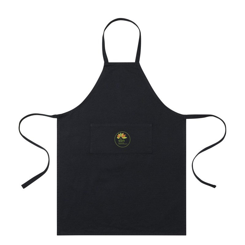 AWARE™ Recycled Cotton Bib Front Apron With Pocket - Black 1 AWARE™ Recycled Cotton Bib Front Apron With Pocket - Black 1