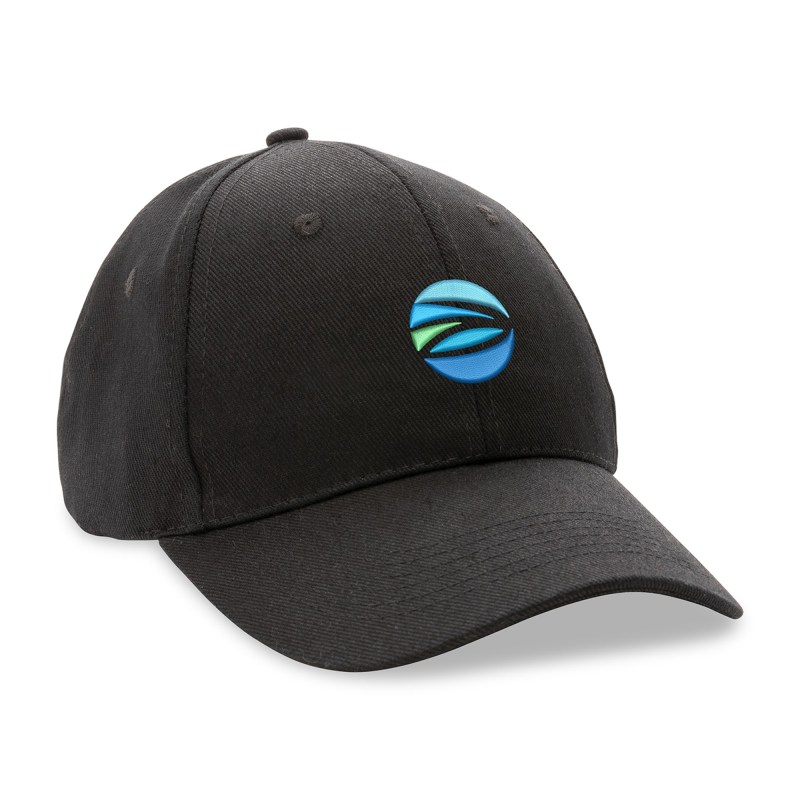 Impact 6 Panel 280gr Recycled Cotton Cap - AWARE - Black 1 Impact 6 Panel 280gr Recycled Cotton Cap - AWARE - Black 1