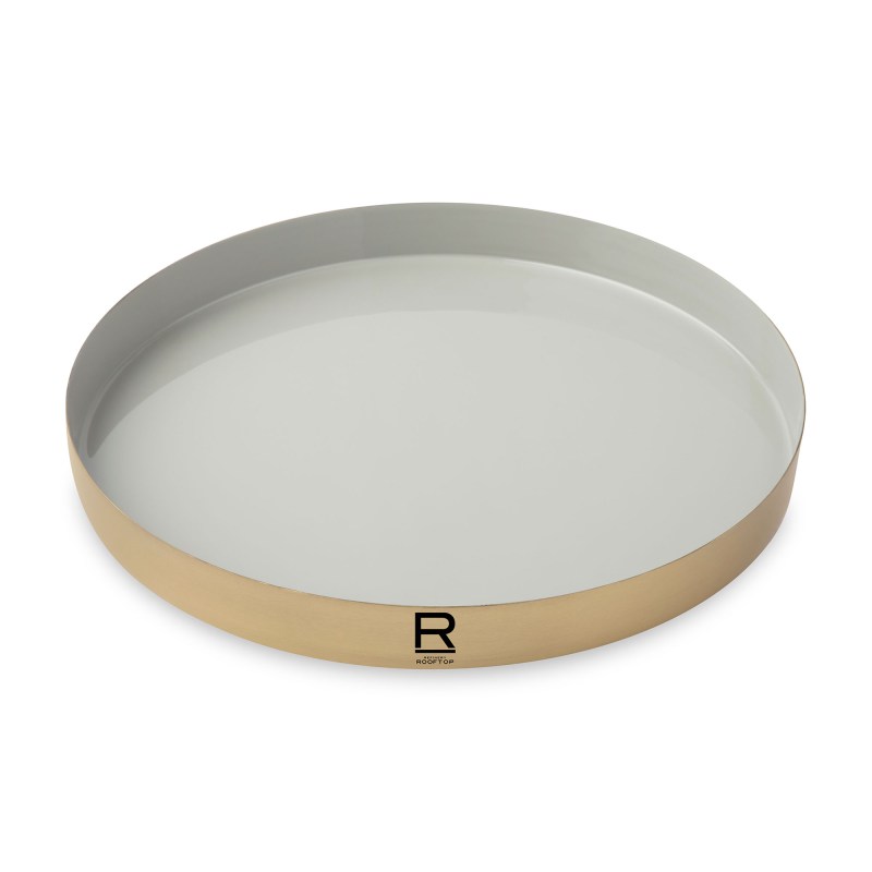 Be Home Luxe Round Enamel Tray - Moonbeam-Matte Gold 1 Be Home Luxe Round Enamel Tray - Moonbeam-Matte Gold 1