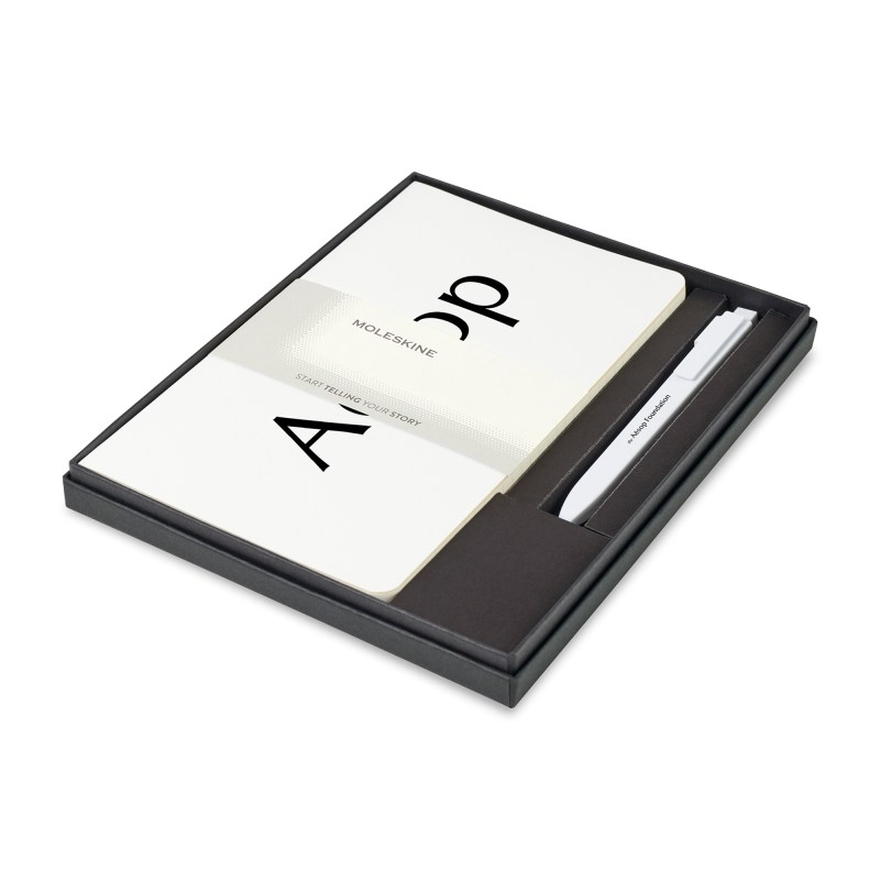 Moleskine® Large Volant and GO Pen Gift Set - White 1 Moleskine® Large Volant and GO Pen Gift Set - White 1
