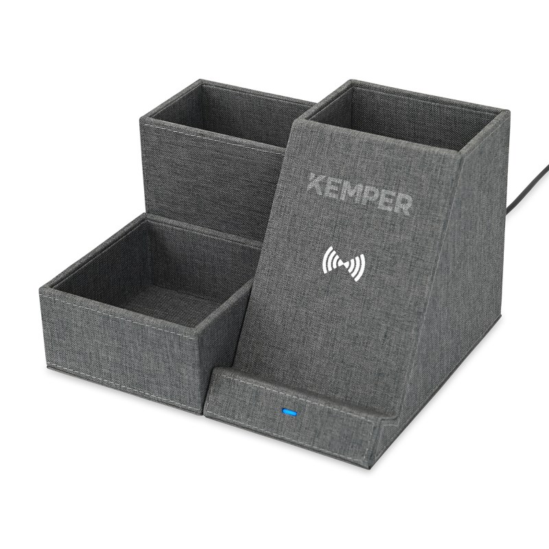 Eden Wireless Charging Desk Organizer - Charcoal Heather 1 Eden Wireless Charging Desk Organizer - Charcoal Heather 1