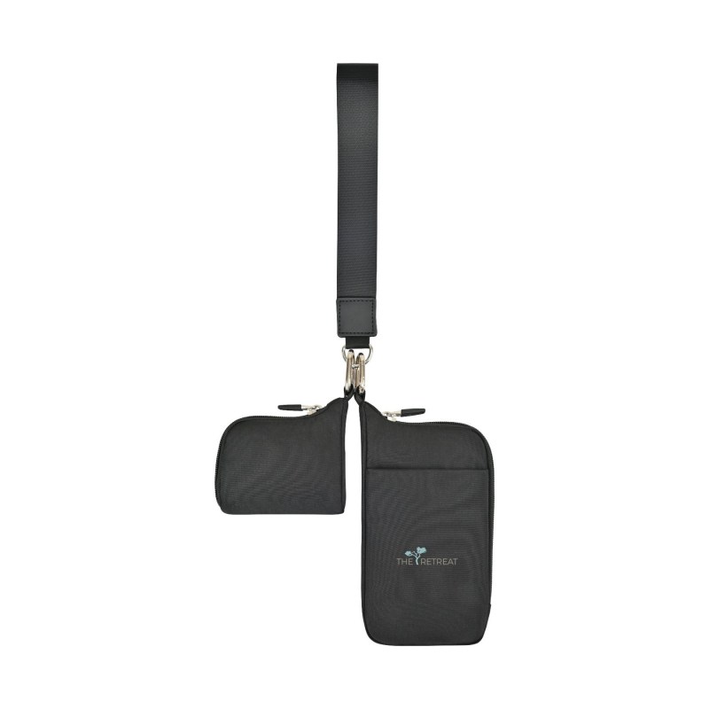 Well Studio Recycled Nylon Dual Pouch Lanyard - AWARE™ - Black 1 Well Studio Recycled Nylon Dual Pouch Lanyard - AWARE™ - Black 1