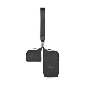 Well Studio Recycled Nylon Dual Pouch Lanyard - AWARE™ - Black 1 Well Studio Recycled Nylon Dual Pouch Lanyard - AWARE™ - Black 1