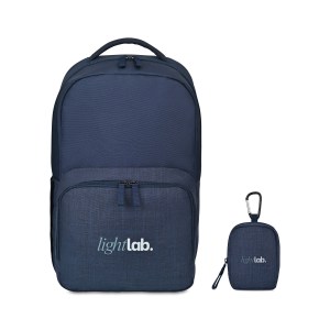 Fletcher Recycled rPET Laptop Backpack & Mini Pouch Bag Charm Set - Navy Heather 1 Fletcher Recycled rPET Laptop Backpack & Mini Pouch Bag Charm Set - Navy Heather 1