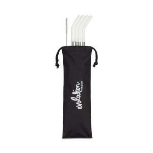 Aviana™ Poppy 4-Pack Stainless Straw Set - White 1 Aviana™ Poppy 4-Pack Stainless Straw Set - White 1