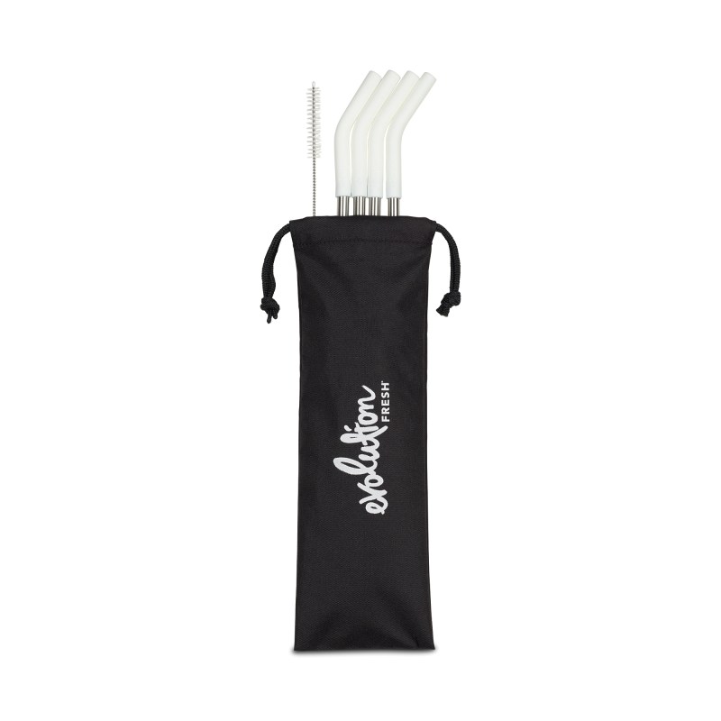 Aviana™ Poppy 4-Pack Stainless Straw Set - White 1 Aviana™ Poppy 4-Pack Stainless Straw Set - White 1