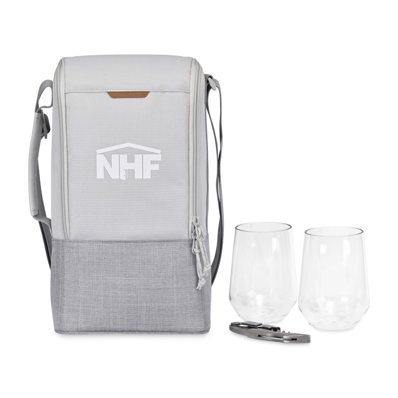 Parkview Recycled rPET Insulated Wine-to-Go Carry Tote - Greystone 1 Parkview Recycled rPET Insulated Wine-to-Go Carry Tote - Greystone 1