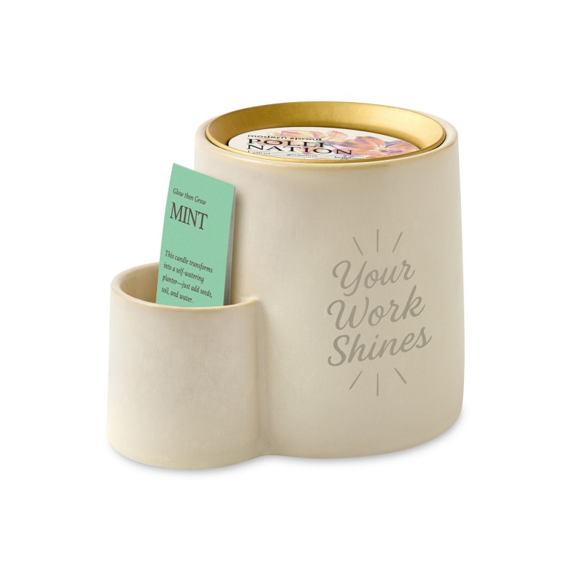 Modern Sprout Ember Earth Candle + Planter - Stone- Pollination 1 Modern Sprout Ember Earth Candle + Planter - Stone- Pollination 1